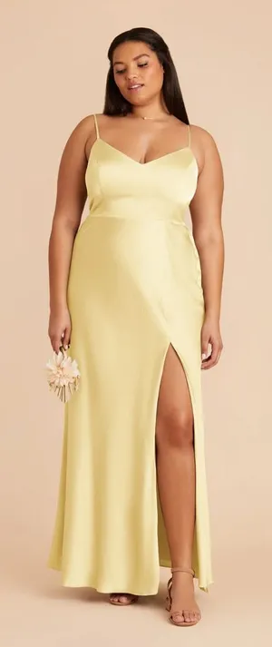 NEW Birdy Grey Jay Matte Satin Dress Lemon Sorbet Yellow Size Large Bridesmaid thumbnail 1