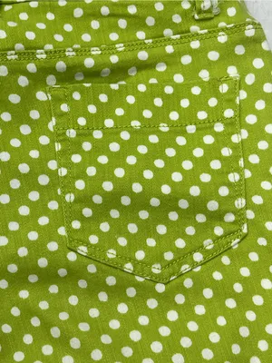 Coldwater Creek Women's Green White Polka Dot Cotton Blend Skinny Pants Size 4 thumbnail 8