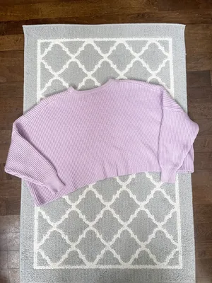 Free People Lilac Rib Knit Oversized Cropped Sweater thumbnail 3