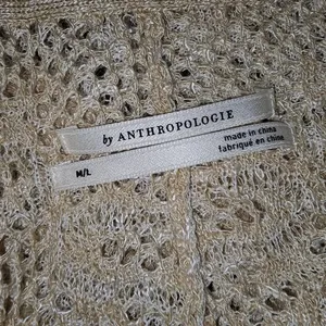 Anthropologie Womens Tan Natural Cropped Lace Cardigan‎ Sweater M/L Medium Large thumbnail 4