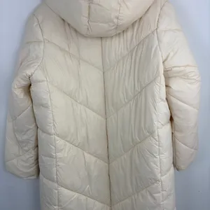 Banana Republic Factory Water Resistant Puffer Jacket Long Cream Parka Size XL thumbnail 14