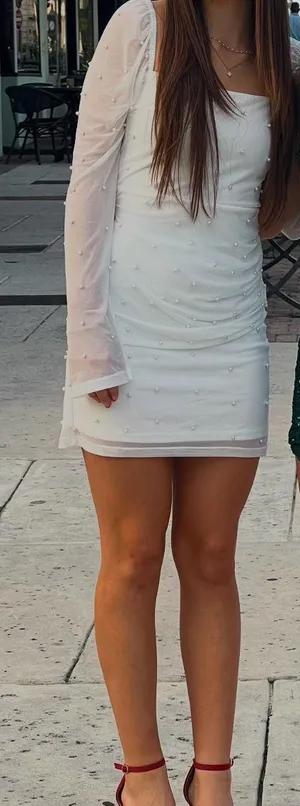Lulus White Pearl Mini Hoco Dress thumbnail 7