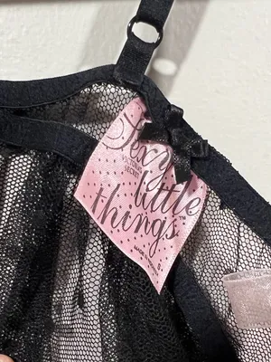 Victoria's Secret Black & Pink Sheer Polka Dot Babydoll Chemise Size Small thumbnail 4