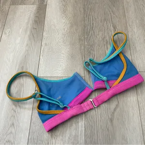 OneOne Bikini Top jenna v-wire ribbed swim womens Blue (small) swim beach neon thumbnail 2