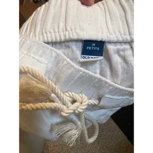 Old Navy Women's Sz Medium Petite Gauzy Wide Leg Pant Rope Tie Calla Lilly White thumbnail 10