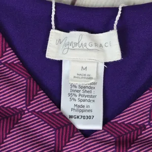 Magnolia Grace Perissa Reversible Knit Dress Purple Geometric Sleeveless M thumbnail 5