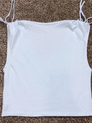 American Eagle Light Blue Tie-Shoulder Scoop Neck Crop Top Medium thumbnail 3
