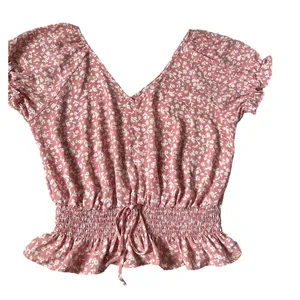 Sienna Sky Pink Blush V-neck Short Sleeve Blouse Women's Size Medium | 50-12 thumbnail 1
