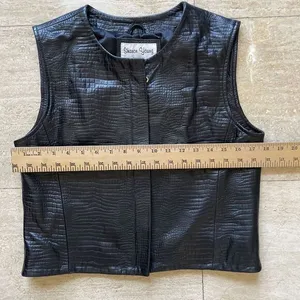 Sharon Young Sportswear Vest Size S‎ Genuine Leather Black Snake Print thumbnail 3