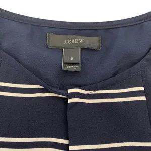 J Crew Blouse 8 Blue Sheer Sleeveless Striped Summer Career Preppy B5941 thumbnail 4