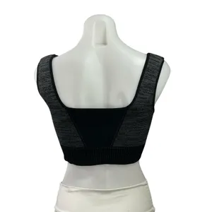 Free People Black Gray Square Neck Yoga Workout Athletic Sports Bra Crop Top S thumbnail 3