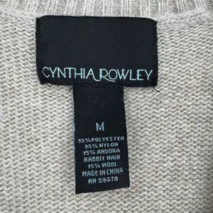 Cynthia Rowley Long Zip Cardigan M Beige Angora Wool Blend Duster Coastal Preppy thumbnail 8