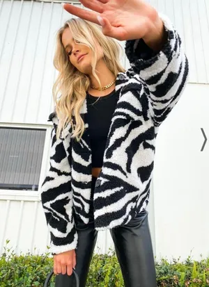 Beginning Boutique Zebra Coat thumbnail 1