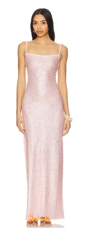 Lovers & Friends Bria Sequin Maxi Dress Baby Pink thumbnail 1