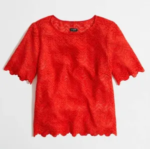 J. Crew Factory Scalloped Lace Shirt Top Size Small thumbnail 1
