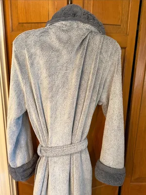 👘👘👘BOGOHO👘👘👘Plush Shawl Collar Women's Robe in Gray-Large thumbnail 10