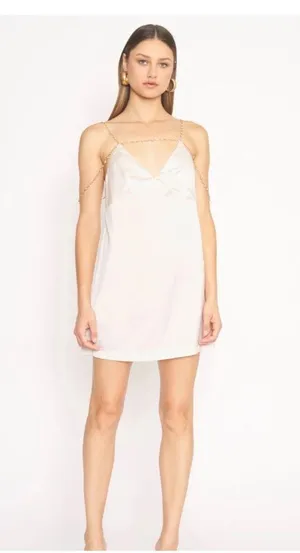 White pearl strap dress thumbnail 1