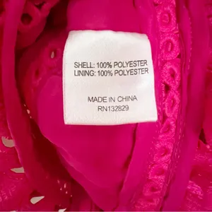 Lovers + Friends Hot Pink Puff Sleeve Peplum Top Cut Out Eyelet Size Small thumbnail 12