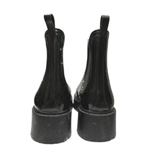 Steve Madden Nanna Women Black Elastic Platform Gloss Chelsie Rain Boots Size 10 thumbnail 3