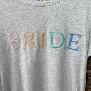 PJ Salvage BRIDE Pastel Embroidered Tee Size XS Casual Lounge Wedding thumbnail 3