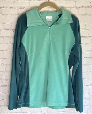 Columbia Women's Aqua and Teal Fleece Pullover Sweatshirt Size Large‎ thumbnail 1