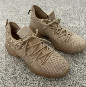 SHIMMERR Neutral Pink/Tan Knit Lace-Up Athletic Sneakers thumbnail 1
