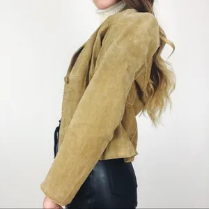Vintage Genuine Suede Jacket in Tan | Size S thumbnail 7