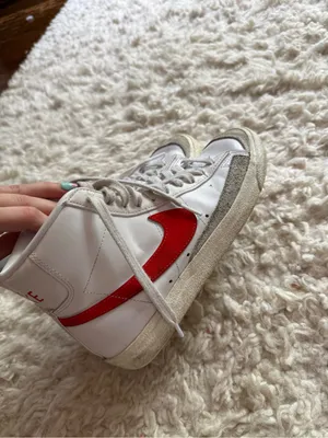 Nike Blazer Mid Vintage White Red Swoosh Sneakers thumbnail 5