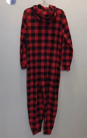 Holiday home red plaid winter matching one piece pajamas thumbnail 4