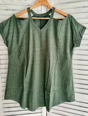 Cold Shoulder Tunic, XL Green thumbnail 1