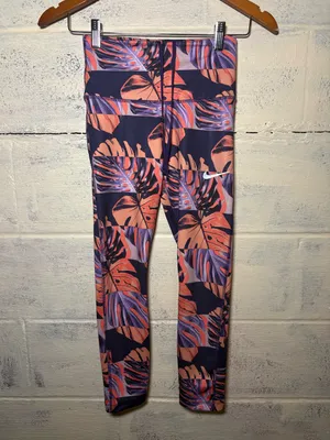 Nike DRI-FIT Fast Runway Print Eggplant High Rise Running Tights XS thumbnail 4