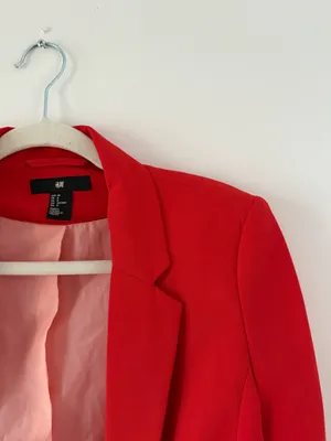 H&M Cherry Red Open Front Blazer | 90s Minimalist Chic | Carolyn Bessette Inspired thumbnail 2