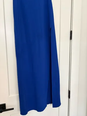 Lulus One Shoulder High Slit Maxi Dress royal blur thumbnail 5