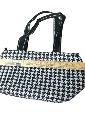 Igloo Houndstooth Insulated Soft Cooler Lunch Tote Bag Canvas Reusable Black thumbnail 3