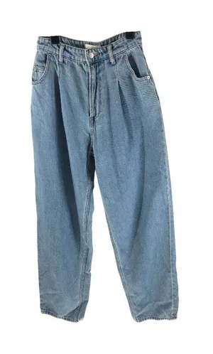 H&M Womens Jeans High Rise Pleated Wide Leg Medium Wash Size 0 thumbnail 1