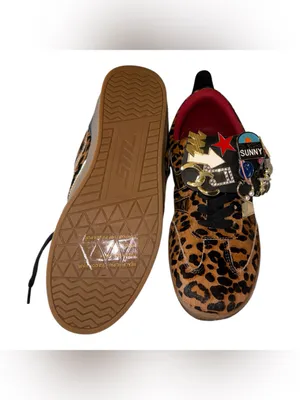 NEW Steve Madden Leopard Lace-Up Low-Top Pin Women's Sneaker Calf Hair SZ-8 thumbnail 5