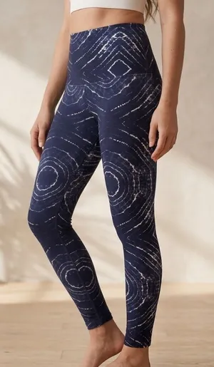 Beyond Yoga Lux High Waist Leggings Ripple Effect Blue shibori print size small thumbnail 1
