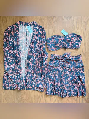 Free People Poolside Three Piece Set in Blue Combo thumbnail 2