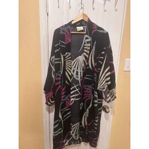Anthropologie Maeve Kira Long Kimono Jacket Medium / Large Black Printed thumbnail 3
