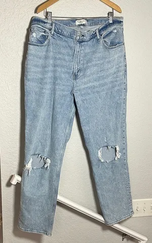 Abercrombie & Fitch Blue 90s Straight Ultra High Rise Jeans Size 34 Curve Love thumbnail 1
