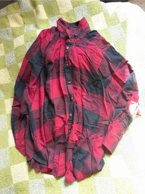 American Eagle Outfitters Red and Black Plaid Flannel Shirt thumbnail 1
