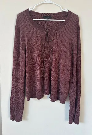 Ann Taylor Brown Button Down Cardigan - Size XL thumbnail 1