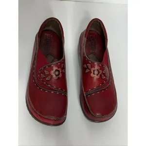 Spring Step L'Artiste Burbank Red Leather Floral Clogs Women EU 39 US 8 Wedge thumbnail 6