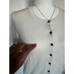 Banana Republic Womens Silk Blend Cardigan Sweater Cream Petite‎ Medium PM thumbnail 3