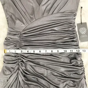 VINCE CAMUTO Silver Fitted‎ Cocktail Dress Size 2 Metallic Ruched Formal New thumbnail 12