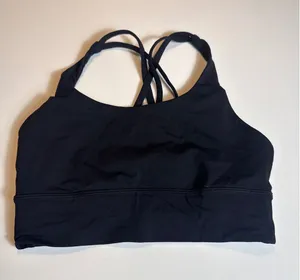 lululemon Energy Longline Bra Black Strappy Criss Cross Back Medium Support Sz 6 thumbnail 1