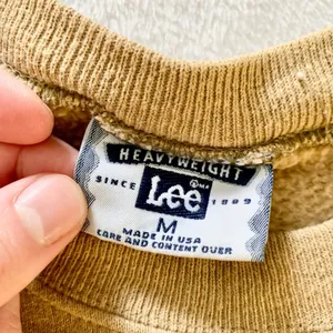Lee Kroger Heavyweight Sweatshirt Womens Size M Tan Vintage Y2K Cotton Blend USA thumbnail 6