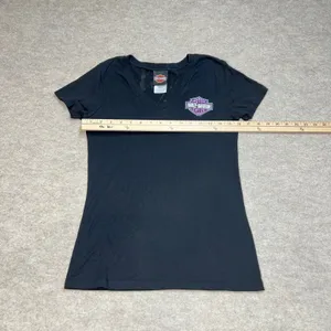 Harley-Davidson Twin‎ Citied V-Neck T-Shirt Black Lightning Womens M Semi Sheer thumbnail 5