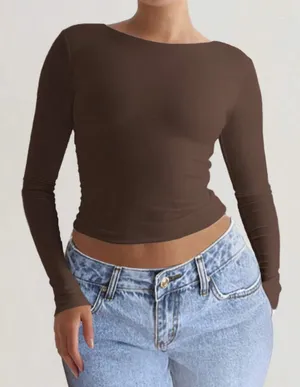 Brown backless top thumbnail 1
