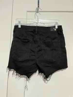 American Eagle Size 10 Black Hi-Rise Shortie Sateen Shorts thumbnail 2